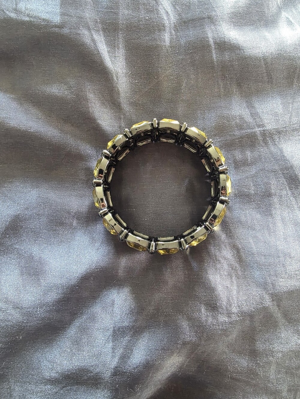 Lia Sophia 'Octavia' stretch bracelet yellow crystals Hematite Tone Metal - Picture 5 of 6
